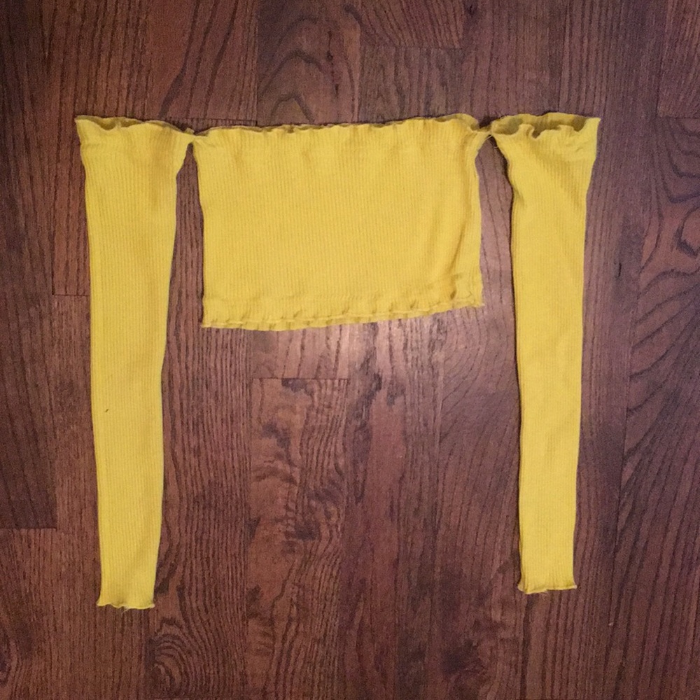 FESTIVAL ☀️ Yellow Long Sleeve Crop Top S